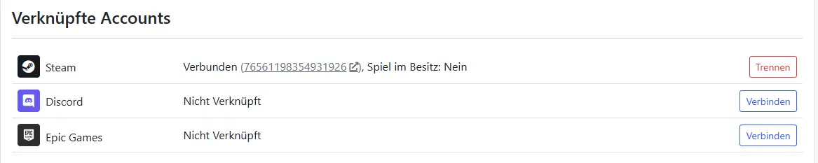 Verknüpfte Accounts auf deutsche-arkserver.de